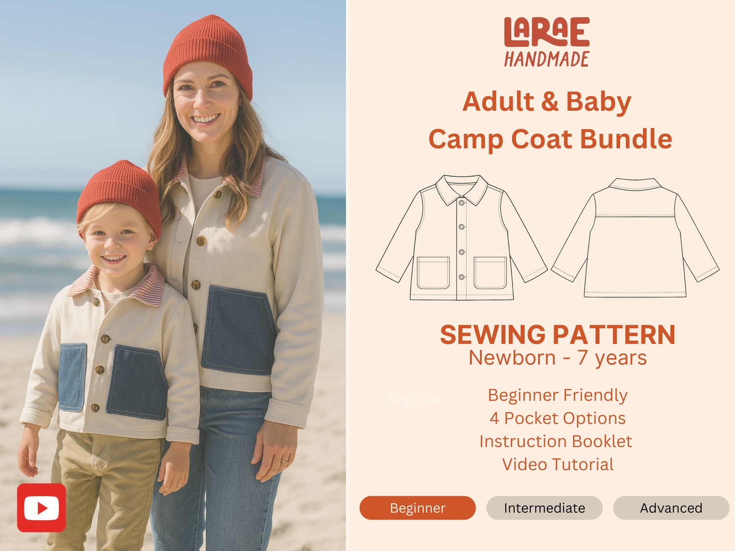 The Camp Coat Bundle Pack - Adult & Baby Chore Coat PDF Sewing